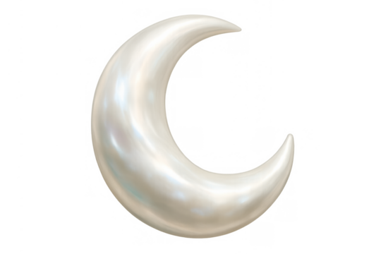 Pearlescent crescent moon representing spirituality, ramadan, good dreams, and lunar cycles in the night sky