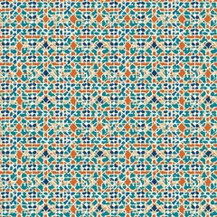 Seamless geometric mosaic tile pattern, turquoise, cream, orange, high-resolution fabric design design textile pattern seamless fabric pattern, textile background 