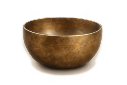Singing bowl for sound healing and meditation, a spiritual bronze buddhist instrument for relaxation and mindfulness