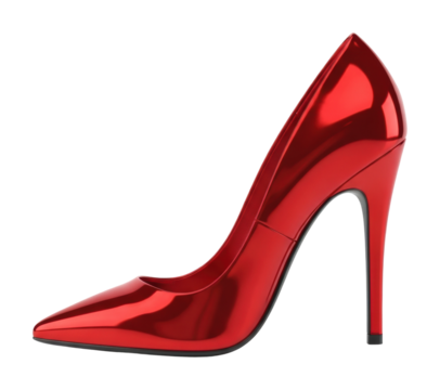 Elegant red high heels fashion show product isolated on transparent background