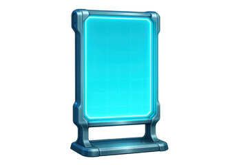 Futuristic digital screen display with glowing blue grid interface standing on a transparent background