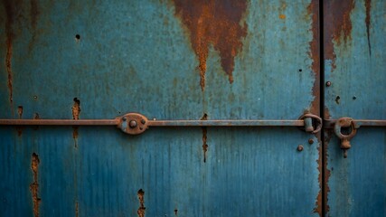 Rusty Blue Metal Surface with Industrial Texture and Corrosion Detail
