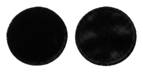 Crafting black felt circles for arts and crafts projects isolated on transparent background