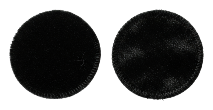 Crafting black felt circles for arts and crafts projects isolated on transparent background