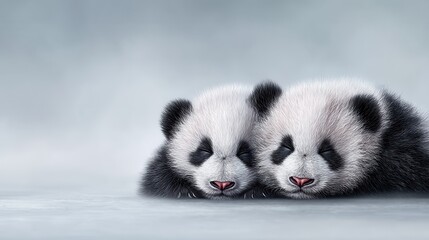 Two baby pandas sleeping