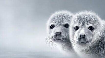 Two baby seals, close-up view