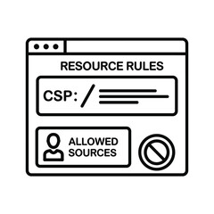 Web security resource rules, content security policy, allowed sources concept.