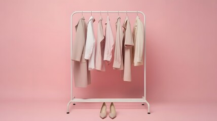 Elegant wardrobe essentials in soft pastel tones for modern professional woman