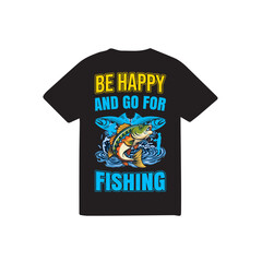 Be Happy and go for fishing t-shirt logo design.