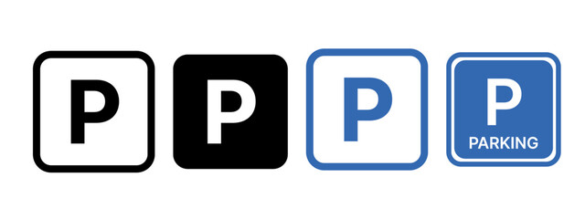 Parking sign icon set simple design.