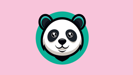 Cute cartoon panda face logo design