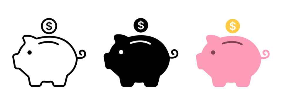 Piggy bank with Rupee coin Indian currency money icon saving, investment, finance, budgeting vector illustration.