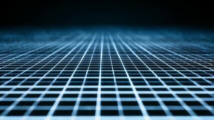 A seamless digital grid pattern stretches into the distance, evoking concepts of cyberspace, data flow, and advanced technology. The blue illuminated lines highlight a modern, high tech atmosphere