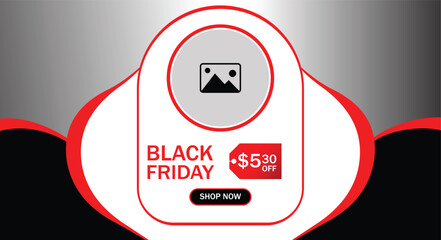 Black friday sale banner with modern red and black abstract layout, special discount offer, marketing, promotion, advertising, ecommerce, retail
