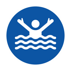 Lifeguard Alert Icon with Hands Raised in Water for Safety Awareness