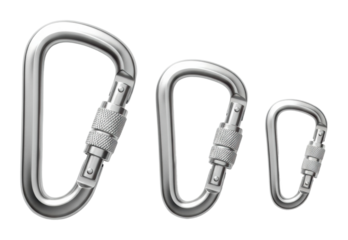Climbing gear essentials carabiners for adventurers outdoors tools isolated on transparent background