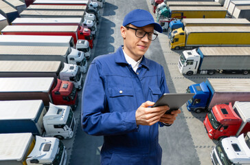 Fleet management, freight transportation and smart logistics concept