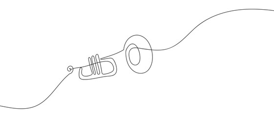 Wind instruments in one continuous line one line vector illustration Editable stroke.