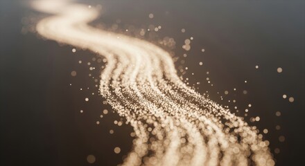 Flowing golden particles abstract digital wave background motion
