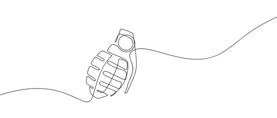 Hand grenade in one continuous line one line vector illustration Editable stroke. © Proongnee