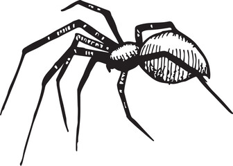 Hand drawn black spider illustration on a white background