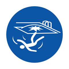 Warning Sign for Falling Hazard with Icon of Person Slipping on Wet Surface