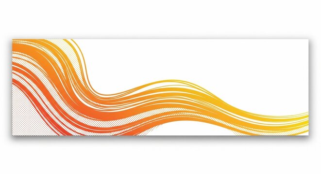 Abstract flowing orange and yellow lines and curves on white background