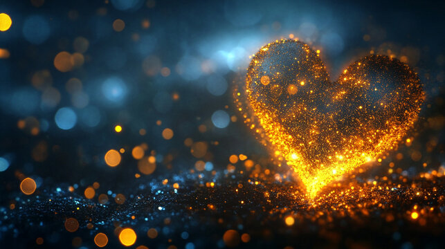 Particle glitter glow heart background in a seamless loop creating sparkling luminous motion symbolizing love celebration joy and magical energy ideal for digital design and festive visuals