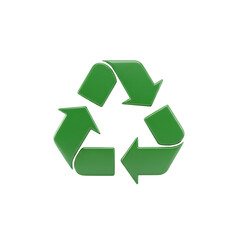 Obraz premium 3D recycle symbol icon. Green recycling symbol with three chasing arrows in a circular motion isolated on transparent background.