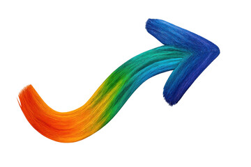Rainbow brush stroke arrow showing positive direction, growth, and vibrant improvement on transparent background