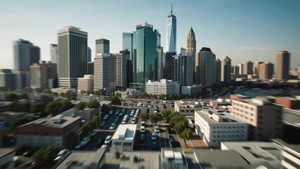New York City Skyline Downtown Manhattan Aerial View, Urban Landscape