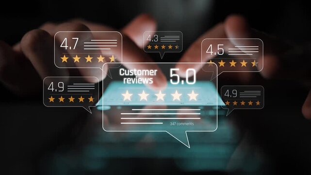 Customer centric review and rating system support product review, digital rating concept, and customer give good trust by visualizing people choice through stars and feedback content technology Marrow