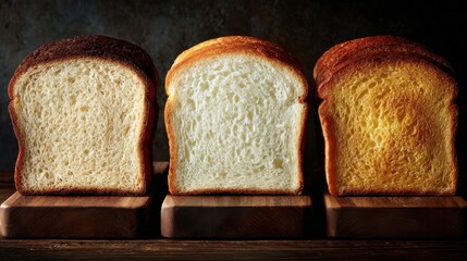 Artisan bread slices arranged to show contrasting crust colors