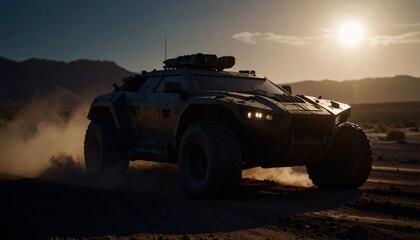 Armored futuristic aggressive cyber design extreme terrain car