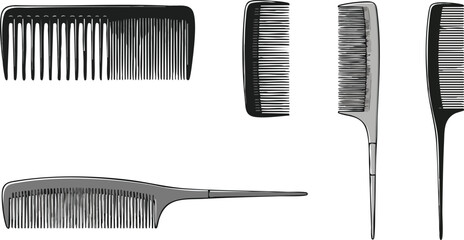 Assorted Combs Collection Grooming Essentials for Hair Styling