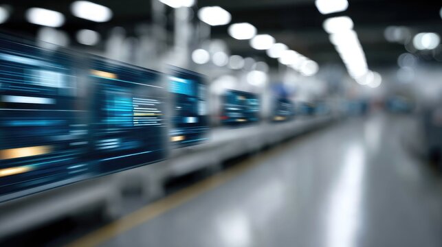 Digital Interface Over Conveyor Belt in Modern Factory Setting