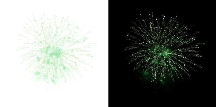 Lime green firework burst PNG. Neon St. Patrick's Day explosion.