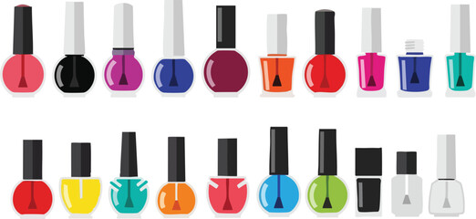 Assorted Nail Polish Bottles in Various Colors and Styles
