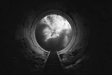 Conceptual image symbolizing escape, transition, or hope, featuring urban infrastructure and minimalism for creative or motivational marketing