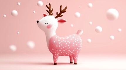 Reindeer vector, decorative cartoon 3D style, cute festive expression 4