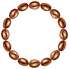 Hand painted Watercolor illustration coffee bean wreath illustration, perfect for coffee shops, cafes, menu design, packaging, and store decoration.