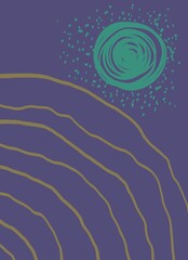 Minimal abstract image for printing. Picture for modern interiors. The picture is painted by hand on a tablet.