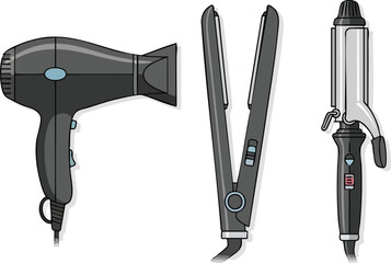Styling Tools Trio Hair Dryer, Straightener, and Curling Iron