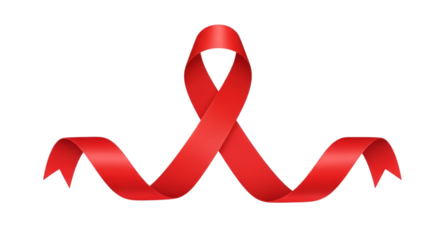 A visually striking red ribbon against a stark black background symbolizing awareness support.