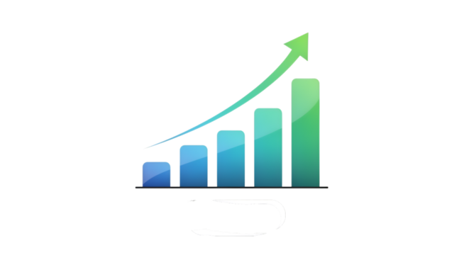 A visually appealing bar graph showcases incremental growth trending upwards on a dark background.