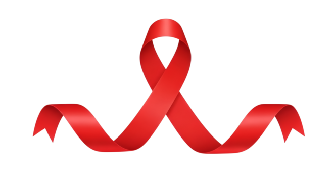 A visually striking red ribbon against a stark black background symbolizing awareness support.