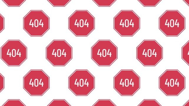 A seamless loop of a moving background of a hexagon and a 404 symbol. Something isn't working, sorry.