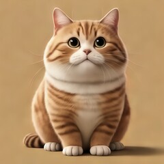 Obraz premium Illustration of a fat cat, chubby cat sitting.