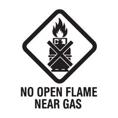 No open flame near gas warning symbol safety hazard prevention
