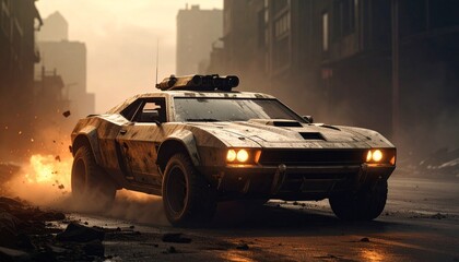 Armored futuristic aggressive cyber design extreme terrain car